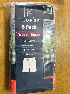 George 6-Pack Woven Boxers - Blue, Gray, Green, Coral